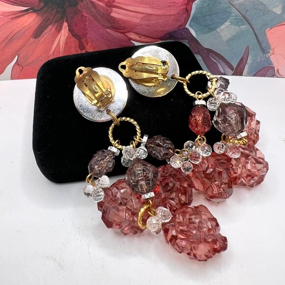 Amy Jo New York Blush Lucite CLIP Earrings - Picture 5 of 6